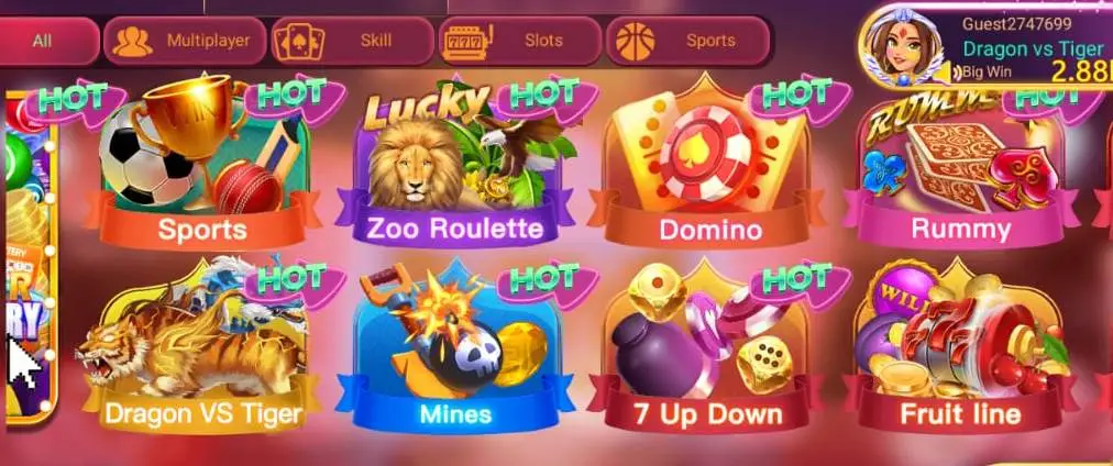 Games in Dragon tiger club 